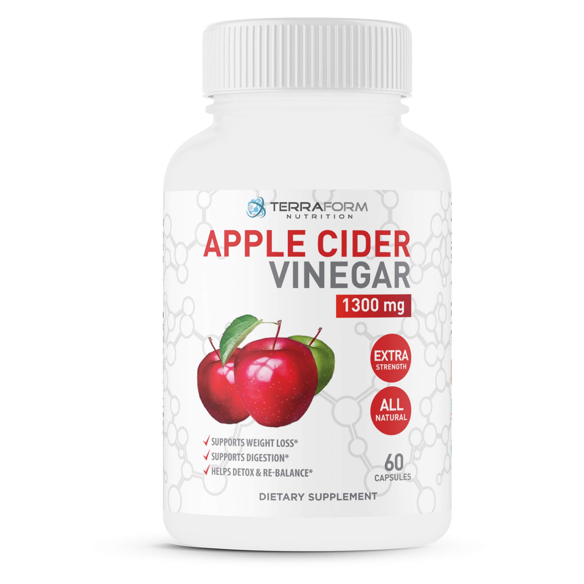 Apple Cider Vinegar 1300mg 60 Capsules TerraForm Nutrition