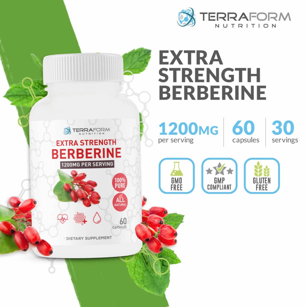 Pure Berberine 1200mg Max Strength Daily 1 Month Supply, 60