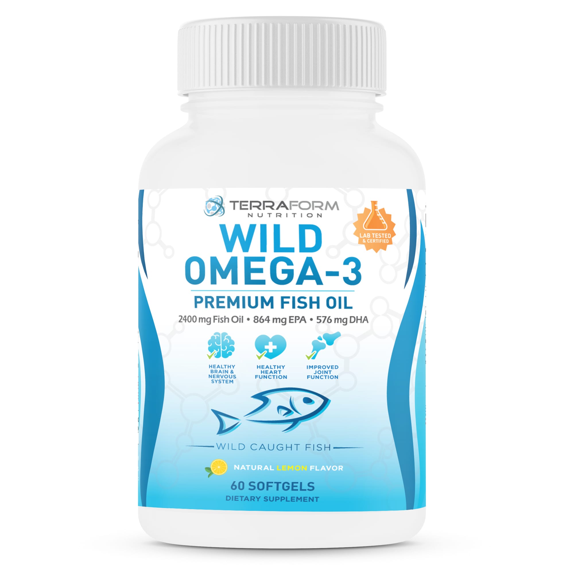 Triple Strength Fish Oil Omega 3 2400mg 1 Month Supply TerraForm