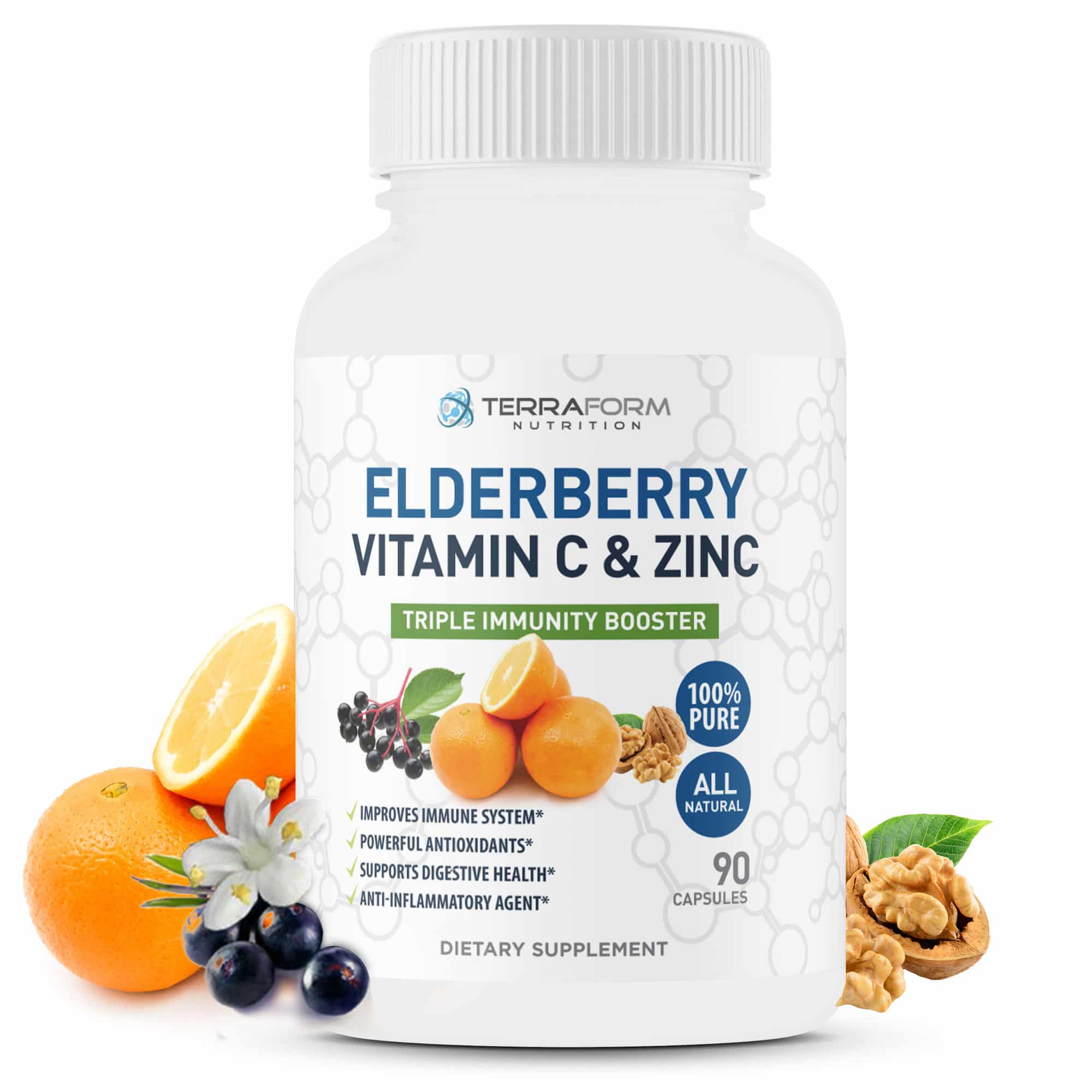 Natural Elderberry Capsules with Zinc & Vitamin C Triple Immune