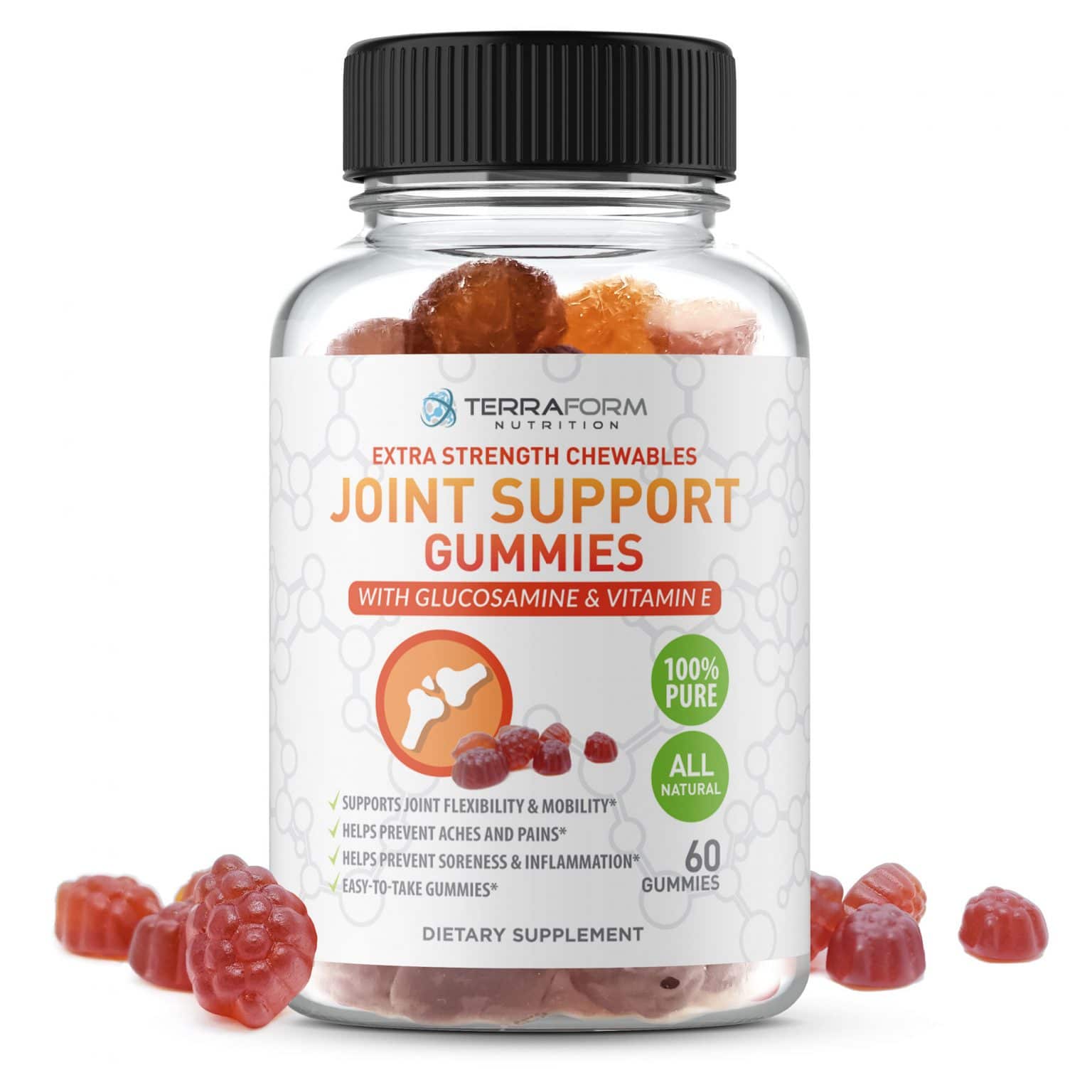 Extra Strength Joint Support Gummies with Glucosamine & Vitamin E 60 Count TerraForm Nutrition