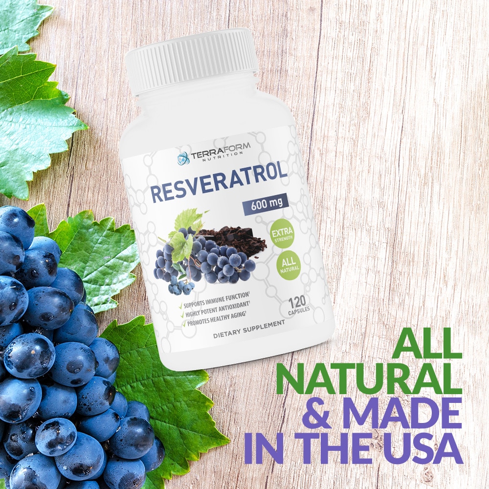Resveratrol 1200mg Daily Extra Strength 2 Month Supply TerraForm