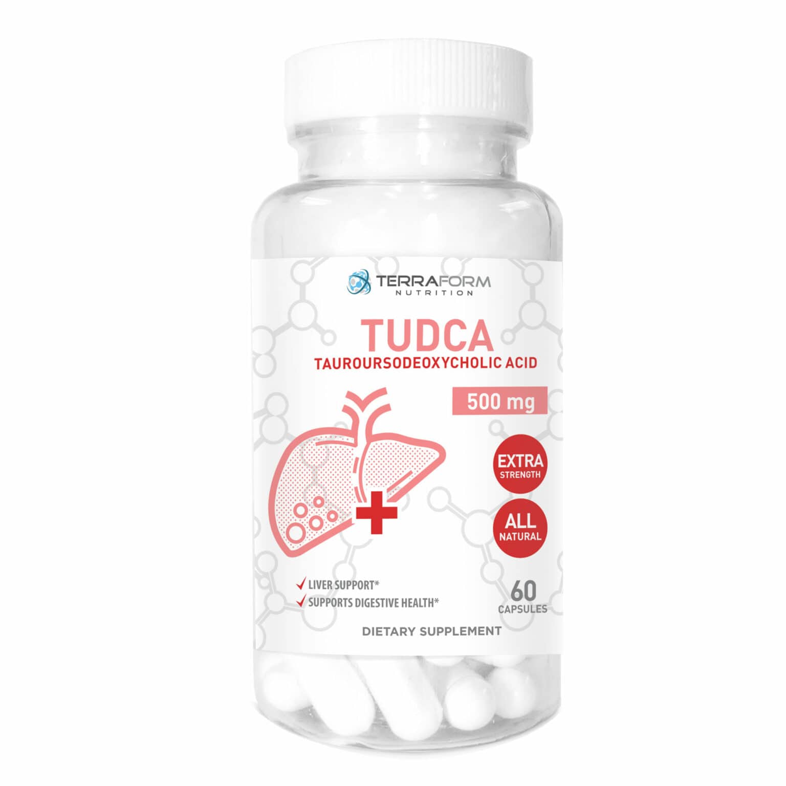 Pure TUDCA (Tauroursodeoxycholic Acid) 500mg Per Serving 60
