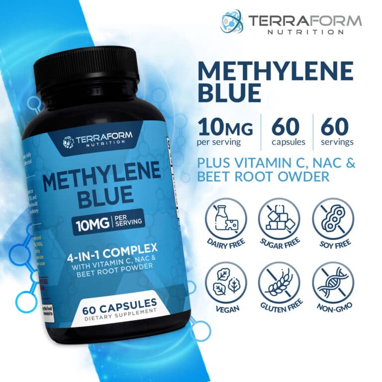 Methylene Blue Capsules 10mg - 60 Servings - TerraForm Nutrition
