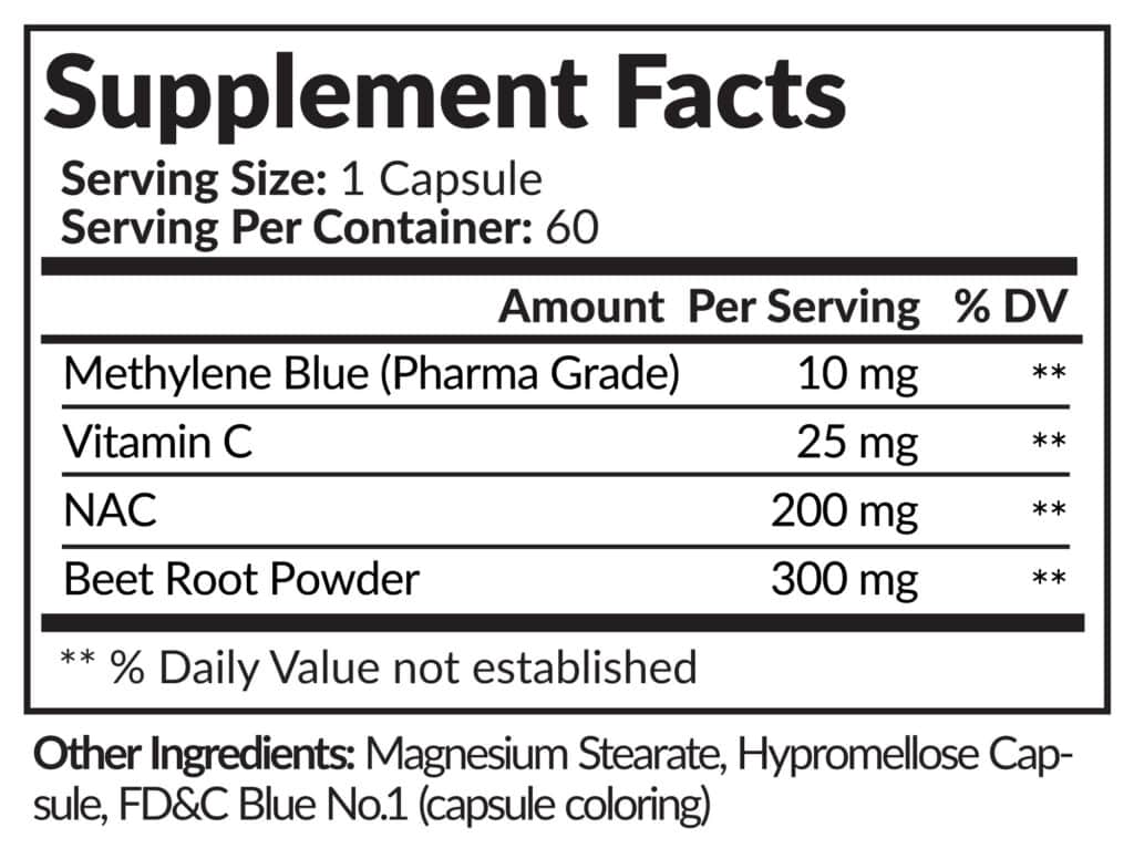 Methylene Blue Capsules 10mg - 60 Servings - TerraForm Nutrition
